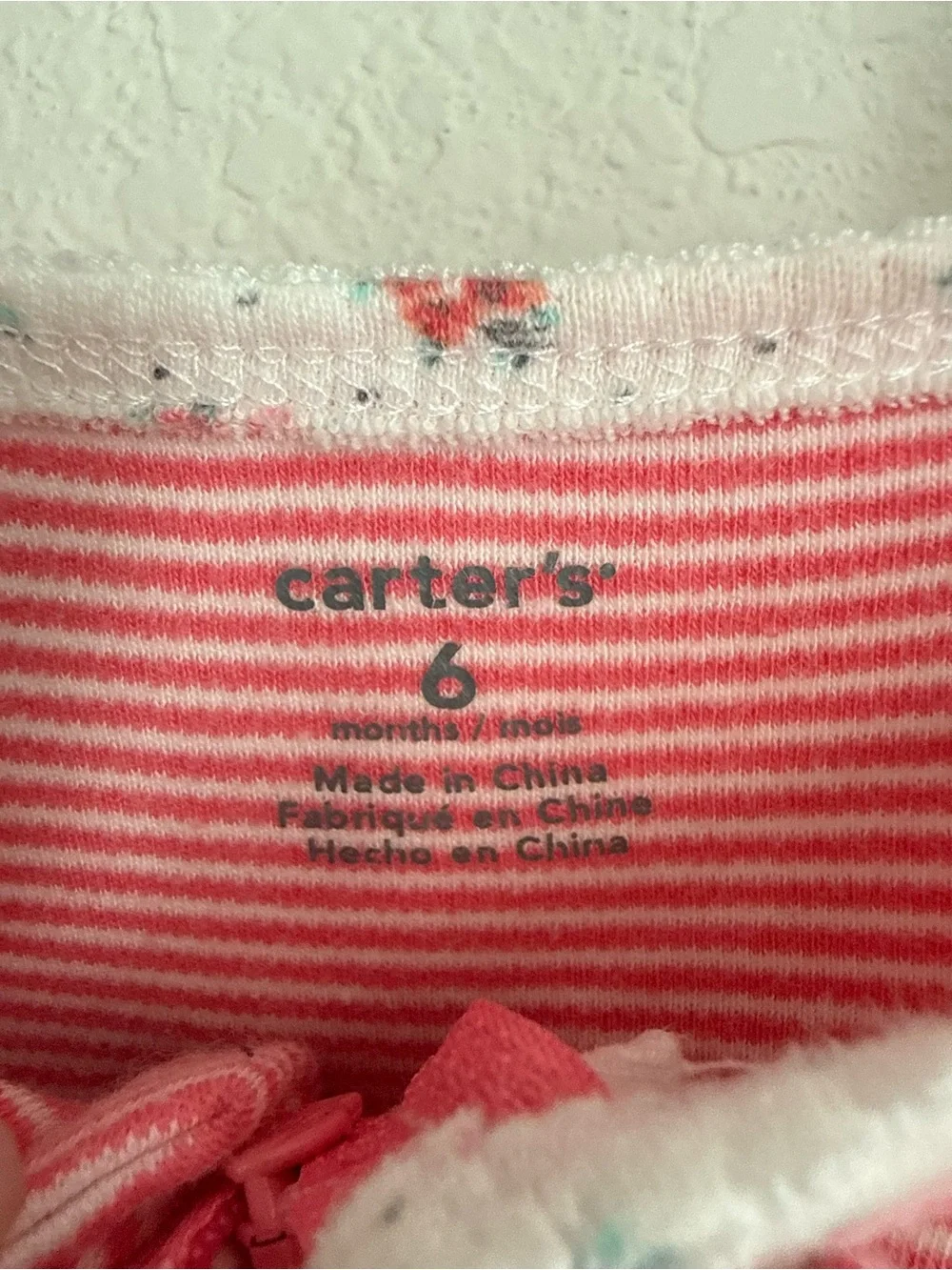 Carter’s Floral Heart Striped Zip Up Footie Sz: 6M